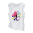 thumbnail image 4 of WEIWEN in A World Full of Roses Be A Daisy Graphic Tees for Women Tank Tops Loose Fit Summer Sleeveless Athletic Workout Shirts White, XXL, 4 of 4