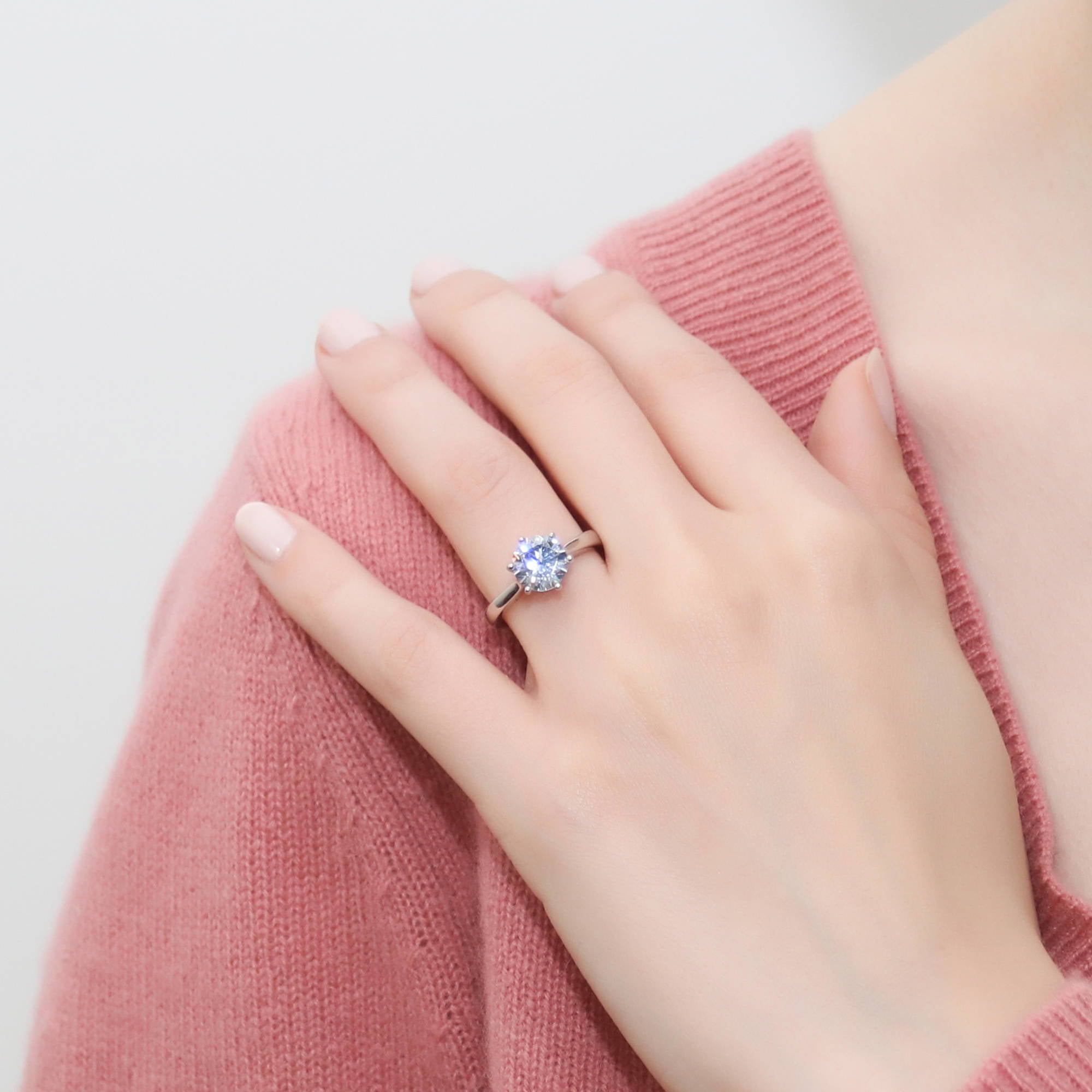 BERRICLE Sterling Silver Solitaire Wedding Engagement Rings 2 Carat Round Cut Cubic Zirconia CZ Promise Ring for Women, Rhodium Plated Size 5