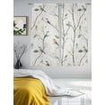 thumbnail image 4 of Vintage Botanical Semi Sheer Curtains 63 Inch Length 2 Panels Set, Birds Branch Watercolor Leaf Sheer Kitchen Curtain Privacy Voile Window Curtain for Living Room Bedroom Rod Pocket Drapes, 4 of 7
