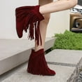 thumbnail image 4 of Mepaouo Women's Western Cowboy Cowgirl Boots Fringe Tassel Block Heel Ankle Boots Suede Riding Shoes, 4 of 7