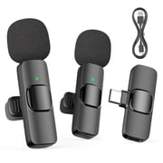 USB-C Mini Wireless Lavalier Microphone,2 Pack Professional Lapel Mics for Recording,Clip-on Mic with Noise Reduction,Lav Mic for Interview TikTok Vlog YouTube