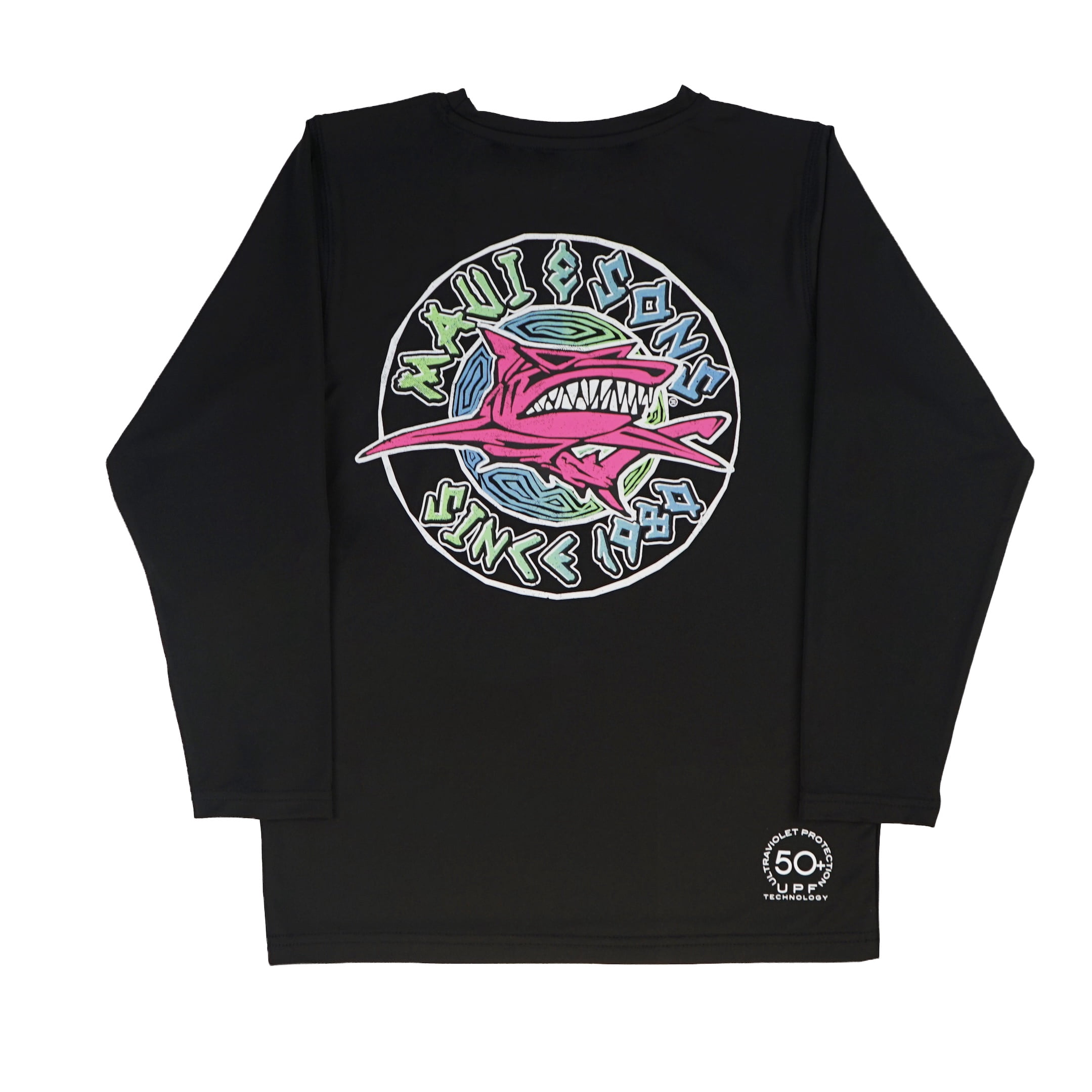 Maui and Sons Sharkin Long Sleeve Sun Shirt for Boys Made With 50+ UPF Protection Moisture Wicking Fabric Designed for Everyday Comfort