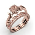 thumbnail image 3 of Vine Leaf Ring, Boho & hippie 2.00 Carat Round Cut Morganite And Diamond Moissanite Engagement Ring, Wedding Ring in 925 Sterling Silver With 18k Rose Gold Plating, Gift, Trio Set, Matching Band, 3 of 4