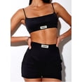 thumbnail image 2 of Diconna Women Tracksuit Gothic Angel Letter Embroidery Streetwear Gyms Mini Crop Top Camisole Sporty Biker Shorts, 2 of 4