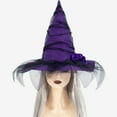 thumbnail image 2 of Witch Hat for Women Adult Witch Costume Halloween Gothic Hat with Veils Carnival Christmas Cosplay Party Accessory, 2 of 6