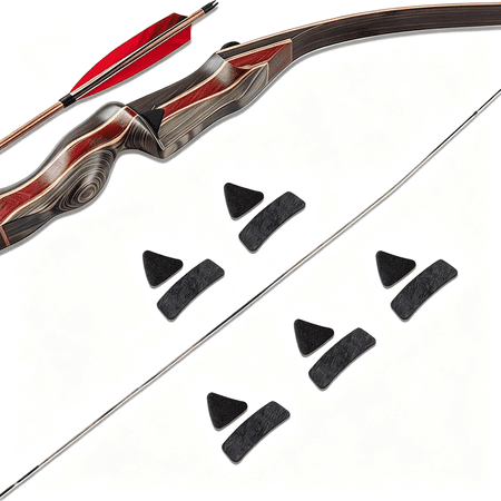 BESTSKY 5 Pairs Traditional Recurve Bow Hair Arrow Rest Pre-Cut Leather Shelf Pad & Triangle Plate Silent Frictionless Arrow Flight for Traditional Longbow Hunting & Barebow Practice