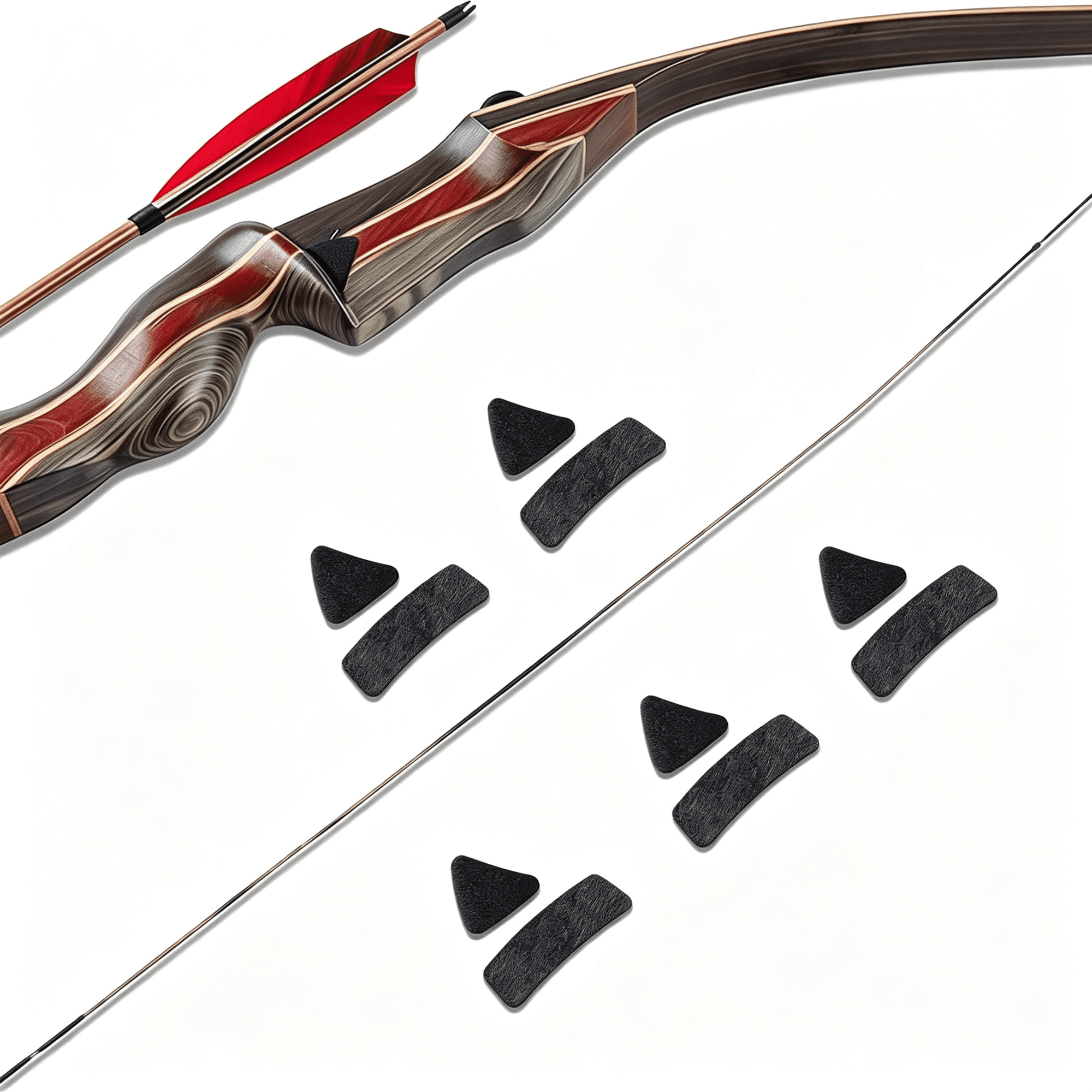 BESTSKY 5 Pairs Traditional Recurve Bow Hair Arrow Rest Pre-Cut Leather Shelf Pad & Triangle Plate Silent Frictionless Arrow Flight for Traditional Longbow Hunting & Barebow Practice