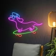 thumbnail image 3 of Handmadetneonsign Dachshund Dog Skateboarding Neon Sign, Skateboard Dachshund Led Sign, Dog Skateboarder Led Light, Wall Décor, 3 of 5