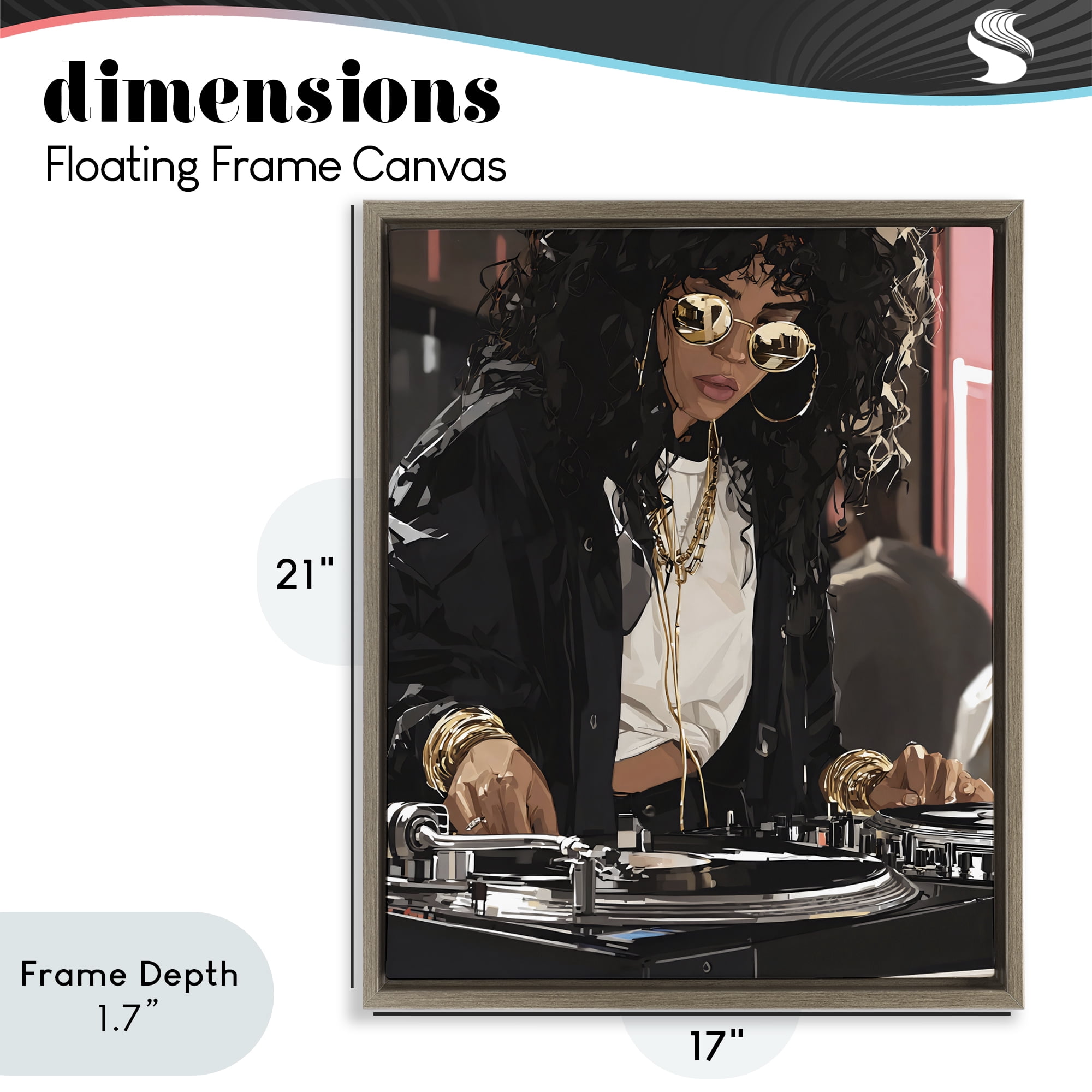 Stupell Industries DJ Focused On Turntables Brown Framed Floater Canvas Wall Art, design by Franklyn Gregory