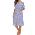 thumbnail image 2 of Avidlove Women Button Down Front Dusters Housecoat Oversized Nightgown Short Sleeve Lounge Dress Sleepwear with Pockets, 2 of 7