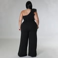 thumbnail image 6 of AURA Women Plus Size One Shoulder Jumpsuit Wide Leg High Waist Casual Outfit Summer Elegant Romper, 6 of 7