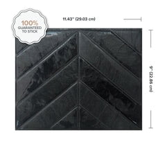 Smart Tiles Peel and Stick Backsplash, 5 Adhesive Tiles, Chevron Black, 11.43"x9"