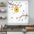 thumbnail image 4 of Bees Branches Semi Sheer Curtains Drapes for Living Room, Bedroom, French Doors Window 54 Inches Long, Farmhouse Spring Botanical Watercolor Rod Pocket Chiffon Curtain Drapery Voile Draperies Panel, 4 of 8
