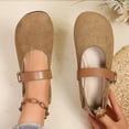 thumbnail image 5 of Women's Faux Suede Mary Jane Flats, Plus Size Comfortable Casual Loafers for Spring Autumn, 5 of 9