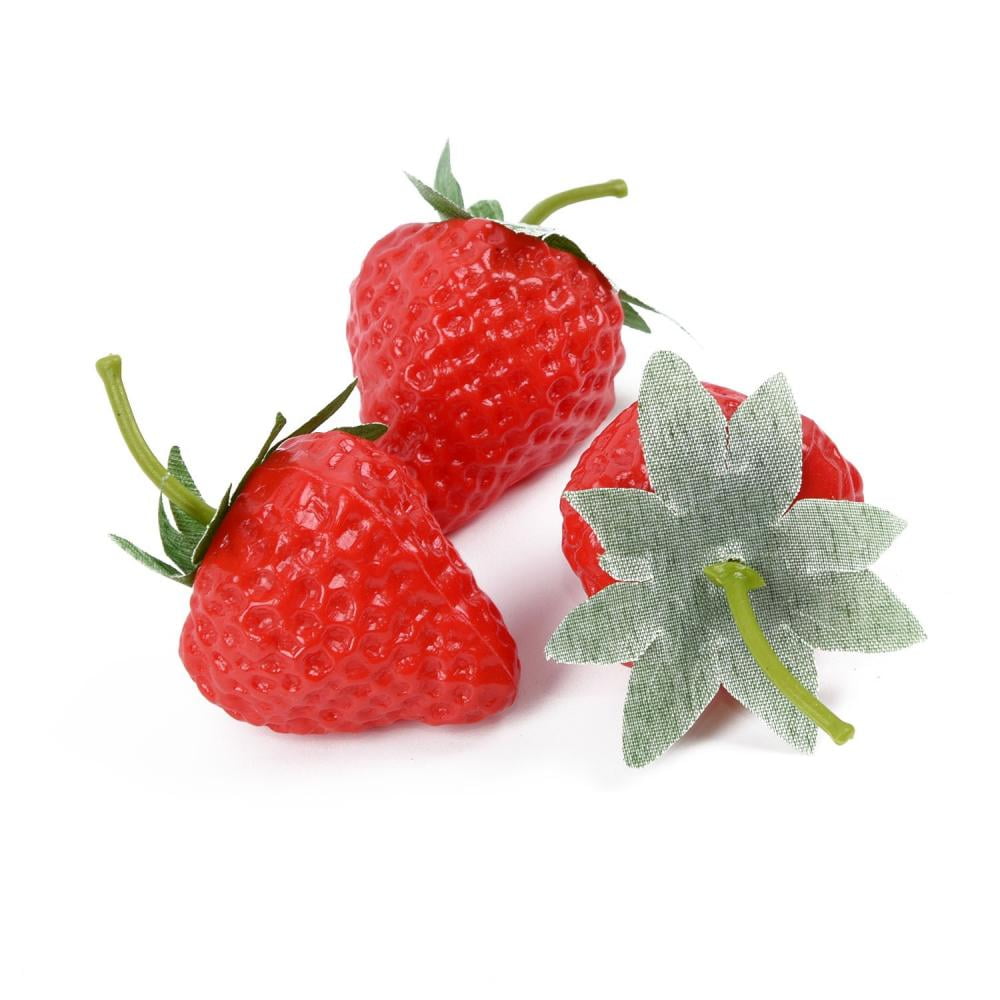 Lenwen 100 Pcs Artificial Strawberries, 2.56 Inch/1.38 Inch Big/Small Fake  Strawberries Plastic Lifelike Strawberry Decor Realistic Centerpieces for