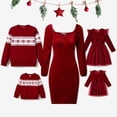 thumbnail image 1 of Conjuntos de blusas de manga larga con bloques de color y vestidos de terciopelo a juego para toda la familia para Navidad, 1 of 5
