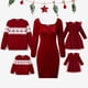 thumbnail image 1 of Conjuntos de blusas de manga larga con bloques de color y vestidos de terciopelo a juego para toda la familia para Navidad, 1 of 5