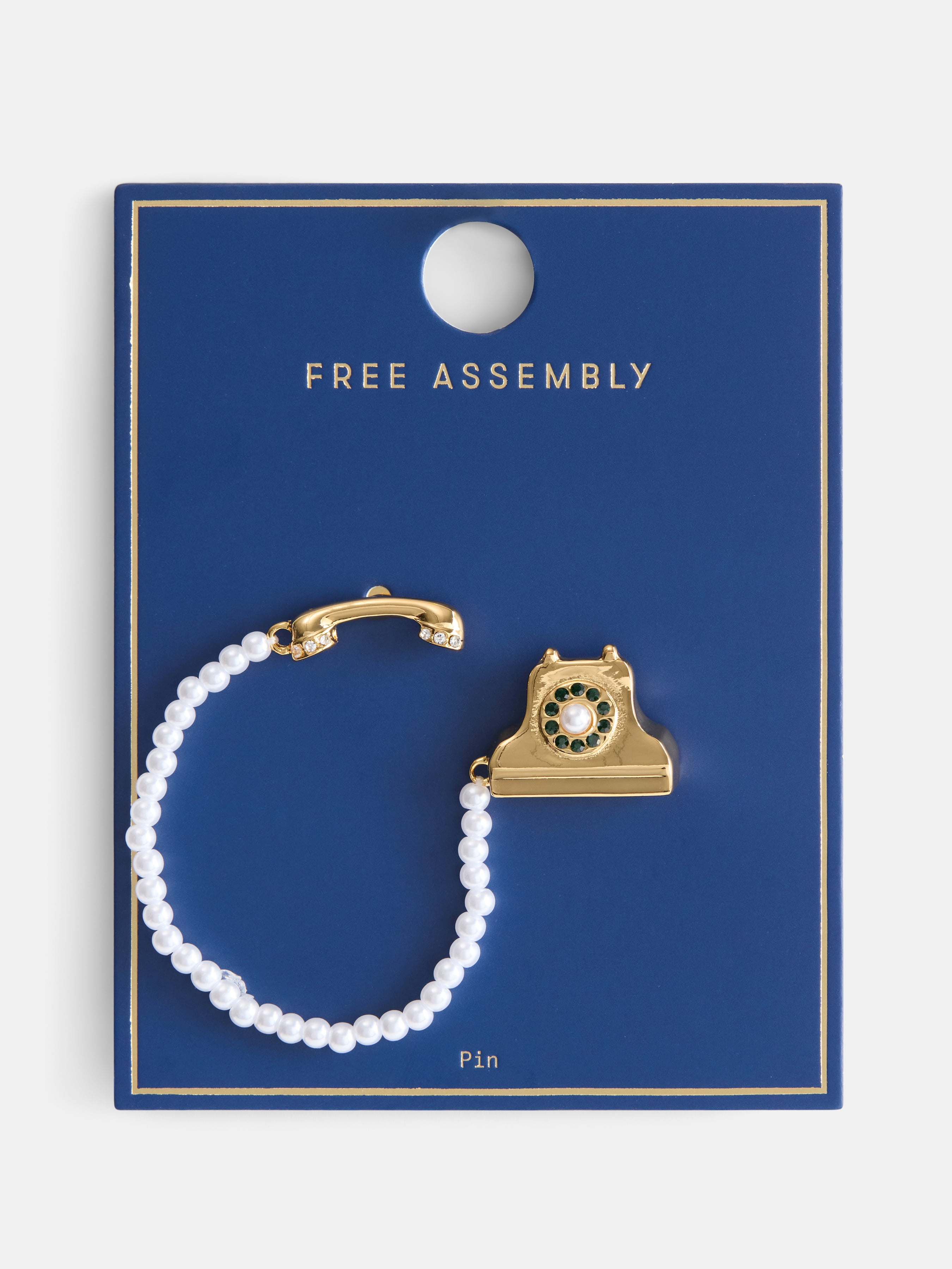 Free Assembly Women's Goldtone Telephone Brooch with Faux Pearls