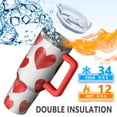 thumbnail image 5 of OBREWU Valentine's Day Heart Pattern Tumbler with Handle and Lid,Valentine's Day Heart Pattern 40oz Double Wall Vacuum Insulated Tumbler,Cups Gift for Women and Men, 5 of 7
