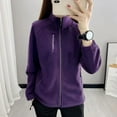 thumbnail image 6 of Women Coat Stand Collar Zip-up Polar Fleece Sport Style Long Sleeves Zipperes Pockets Solid Color Thick Plush Jacket Thermal Cardigan Exercise Jogging Coat, 6 of 8