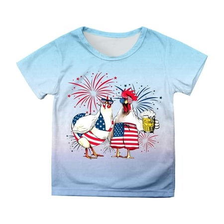 

Tops for Teens Independence Day Prints Short Sleeve Prints T Shirt Cute Soft Cute Tops for Teen Girls