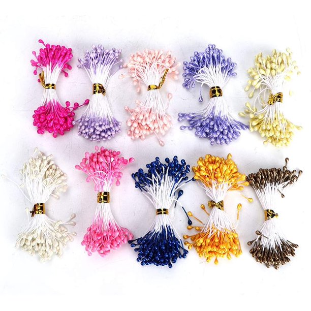 900 piezas de estambre de flores hechas a mano, cabezas dobles, pistilos de flores de colores mezclados, accesorio de joyería, para la decoración del hogar del banquete de boda