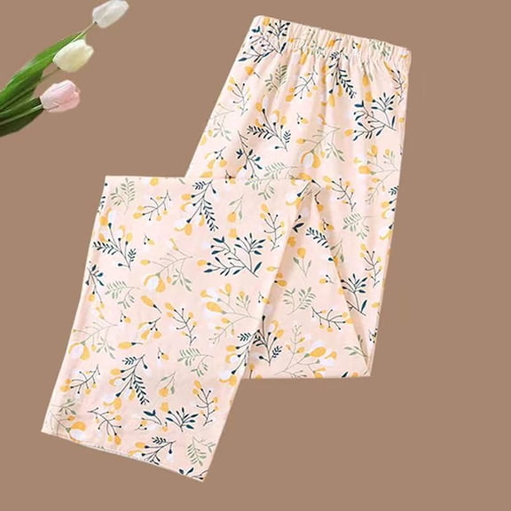 Pants for Women High Waist Casual Soft Lightweight Elastic Waistband Comfortable Sleepwear Trousers Loose Fit Home Wear Women Slacks