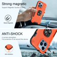 thumbnail image 4 of Petocase for iPhone 13 Pro Max Case,Heavy Duty Full Body Rugged Shockproof Kickstand with 360° Ring Holder Support Car Mount Phone Cover for iPhone 13 Pro Max,Orange, 4 of 7
