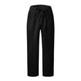 thumbnail image 5 of MRULIC jeans for men Pants Lightweight Men's Elastic Casual Home Pants Waist Loose Cotton-Linen Men's pants Men Casual Pants Black + M, 5 of 8