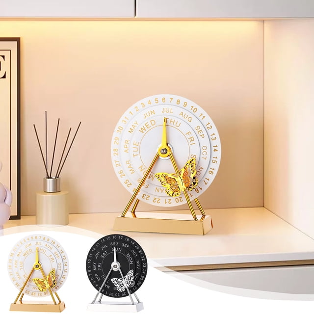 Sentmoon office Decor Cute Turntable Perpetual Calendar Desk Decor, Iron Anniversary Date Orb with Spinning Base, office Home Display Ornament Gift for Desk Decor