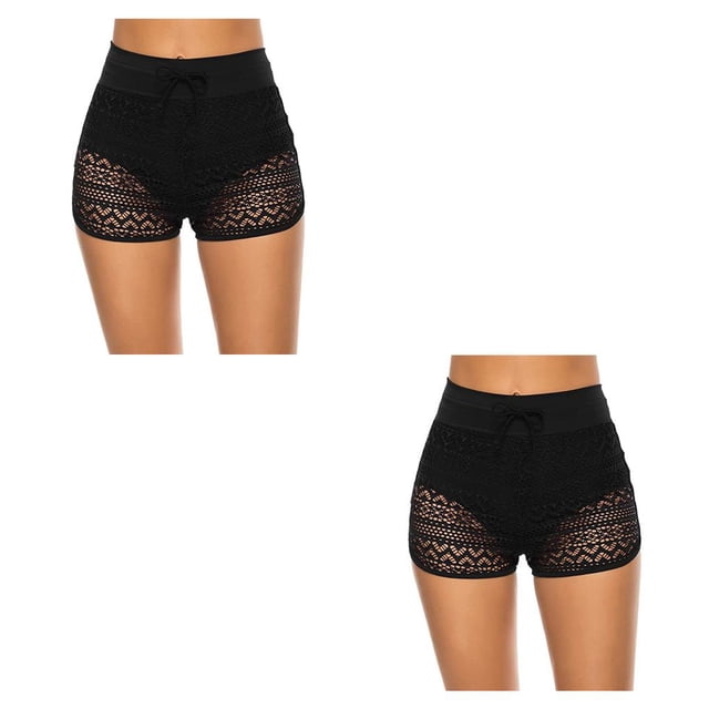 Sonducket Pantalones de baño de cintura alta de verano para mujer, ropa de baño de encaje, calzoncillos, ropa de playa transpirable, ropa SG 2piezas
