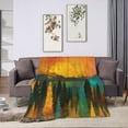 thumbnail image 3 of PUREYAH Travel Throw Blanket for Couch, Trees Mountains Lightweight Fluffy Flannel Outdoor Blanket, Microfiber Warm Blankets for Bed Long Flight Camping 80"x60" Inch, 3 of 6