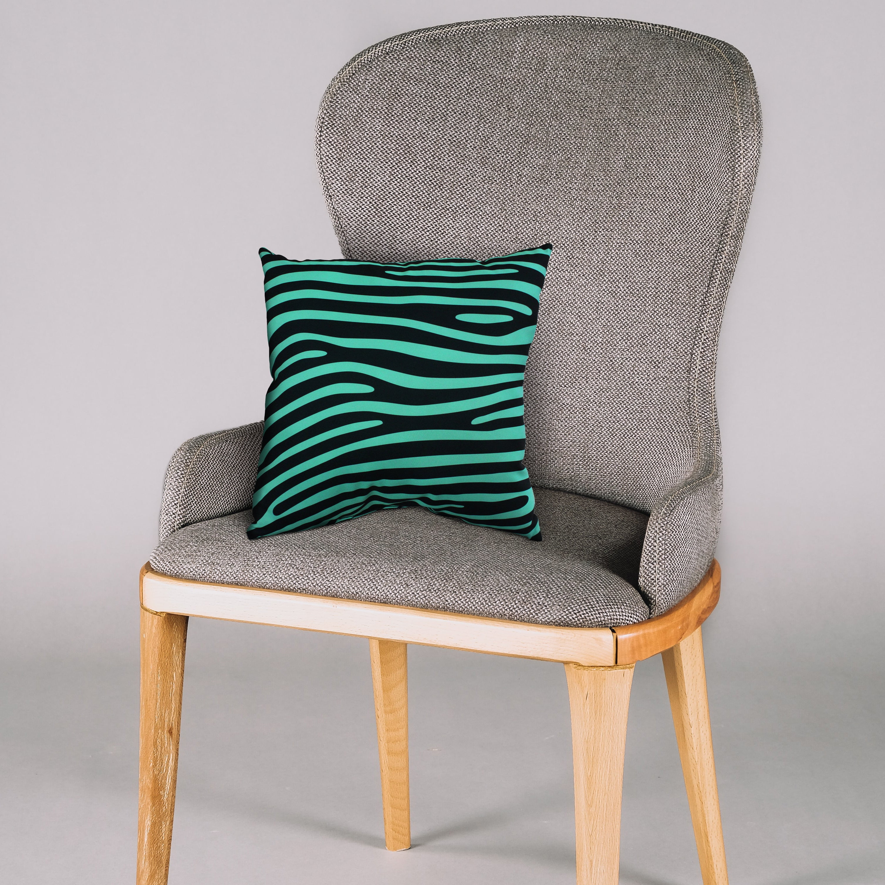 Everything Comfy Zebra Print Decorative Throw Pillow, 16x16 Inch, Teal/Black,