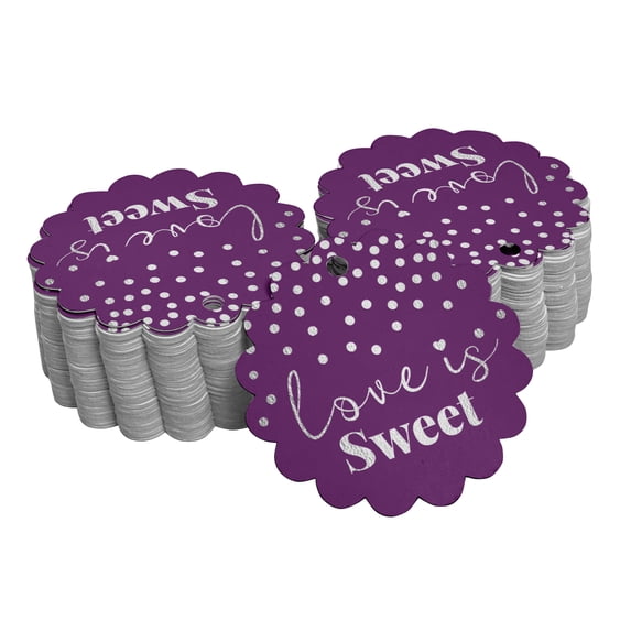 Inkdotpot 100 Pack Real Silver Foil Paper Tags Love Is Sweet Wedding Favor Hang Tags