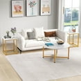 thumbnail image 4 of Costway 3 PCS Coffee Table Set Round Coffee Table and 2PCS Square End Tables Metal Frame White, 4 of 10
