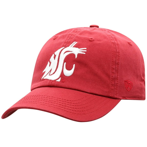 Men's Top of the World Crimson Washington State Cougars Team Logo Washed Adjustable Hat