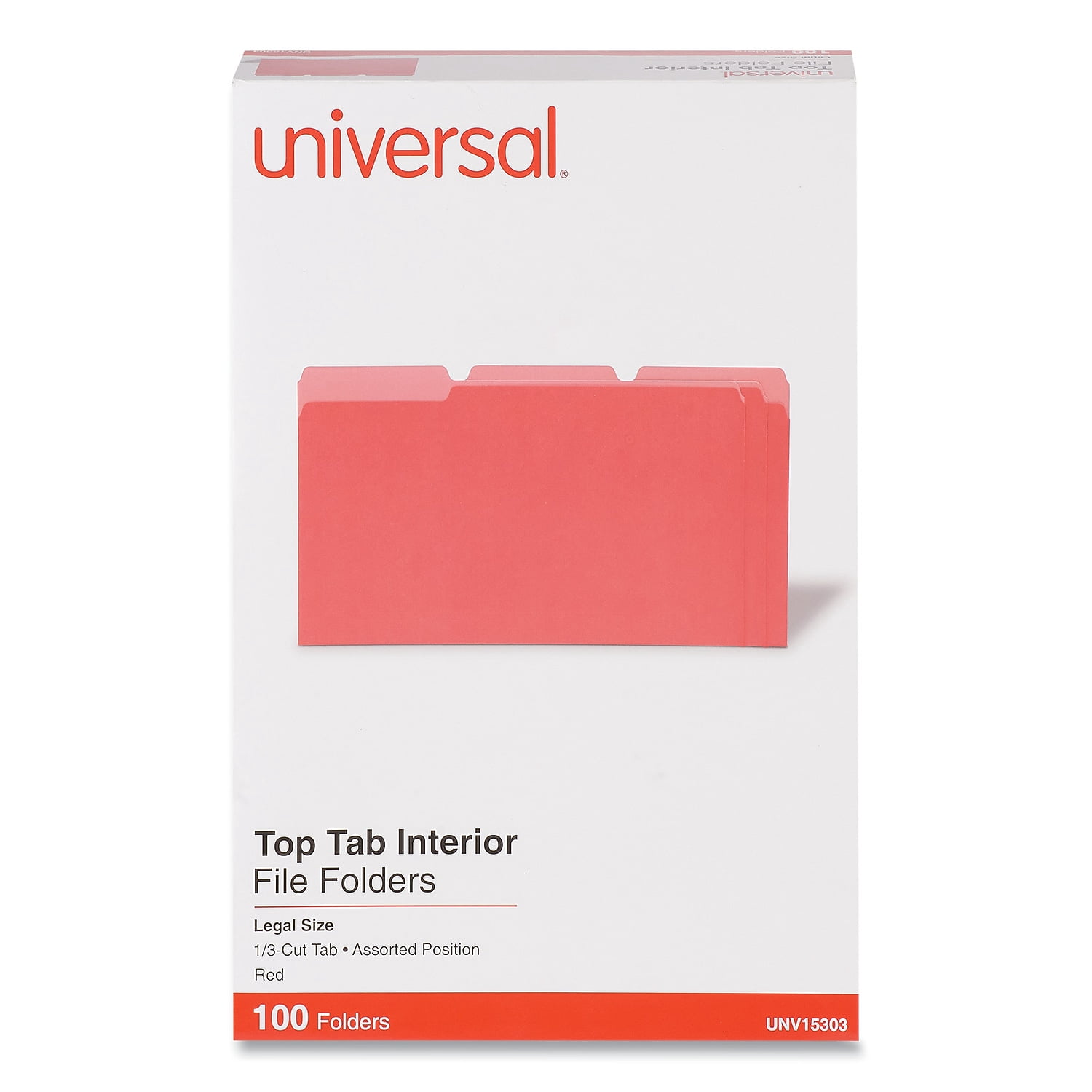 1/3-Cut Tabs, Interior File Folders - Legal Size, Red (100/Box)