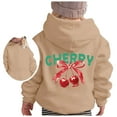 thumbnail image 3 of SonxaHe Toddler Girls' Hooded Sweatshirts Long Sleeve Cherry Prints Oversized Soft Comfy Pullover Hoodie Beige,Sized 4-5, 3 of 4