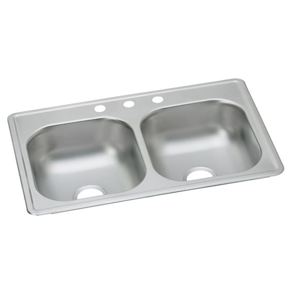 Elkay Dayton Stainless Steel 33" x 19" x 6-7/16", Equal Double Bowl Drop-in Sink