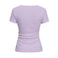 thumbnail image 5 of Gamivast Cute Tops for Women Eyelet Embroidery V-Neck Wrap Tops Short Sleeve Summer Blouses Slim Fit Ruched Side Shirts Party Date Outfits, 5 of 10