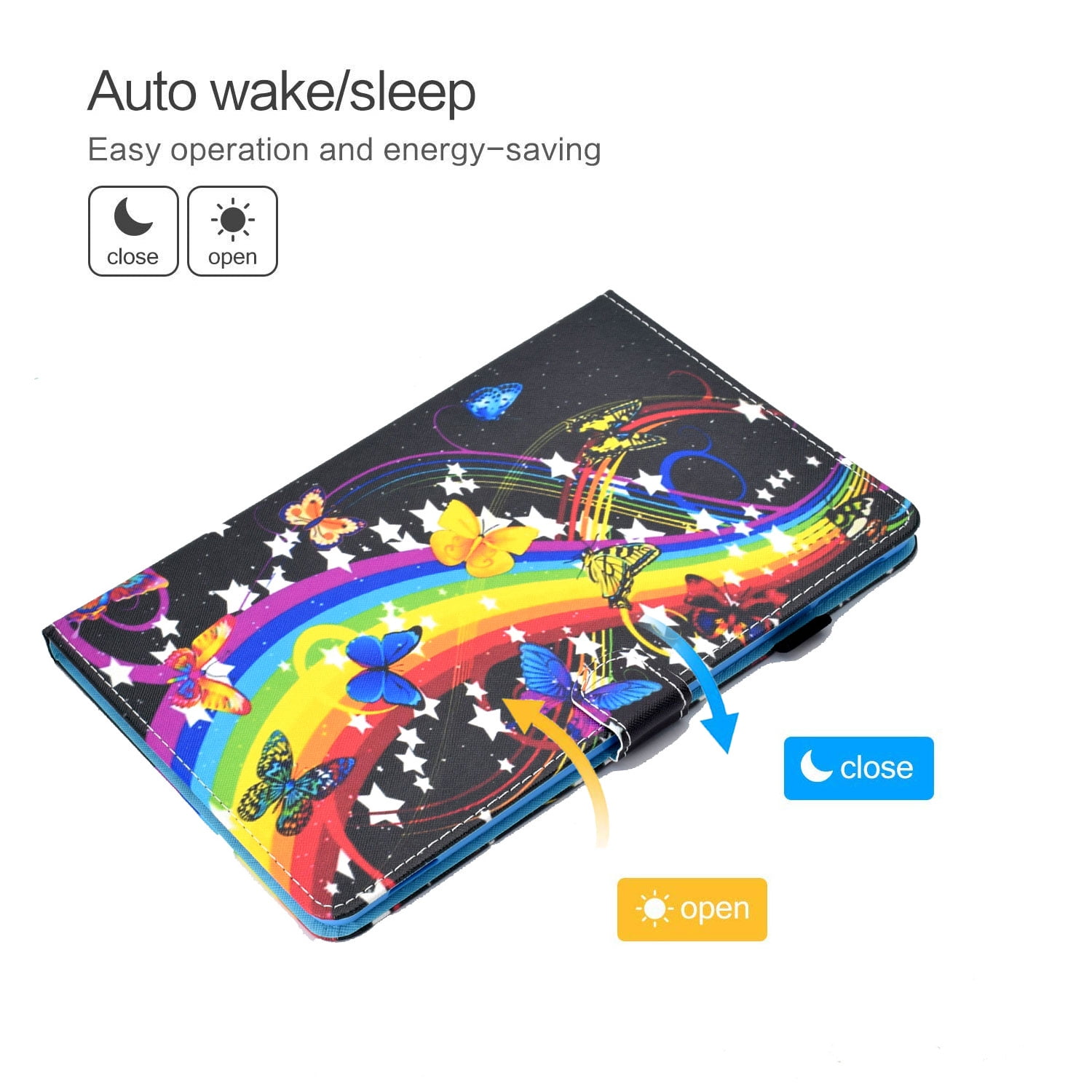 New iPad 10.2" Case 2019 (7th Generation), Allytech Slim Fit Smart Cover with Auto Sleep Wake Multi Angle Stand Pencil Holder Protection Folio Flip Shell Cover for Apple iPad 10.2 Inch, Butterflies