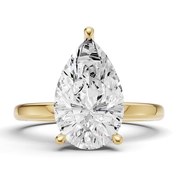 Classic Hidden Halo Lab Grown Diamond Engagement Ring in 14K Yellow Gold (1 CT Pear Center) Ring Size : 5