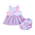 thumbnail image 4 of Ropa Para Bebé (Niño O Niña), Traje Para Niño Pequeño, Moda, Lindo Patrón De Sirena, Volantes Sin Espalda, Pantalones Cortos De Color Degradado, Traje Rosa Odeerbi LM103-8963, 4 of 9