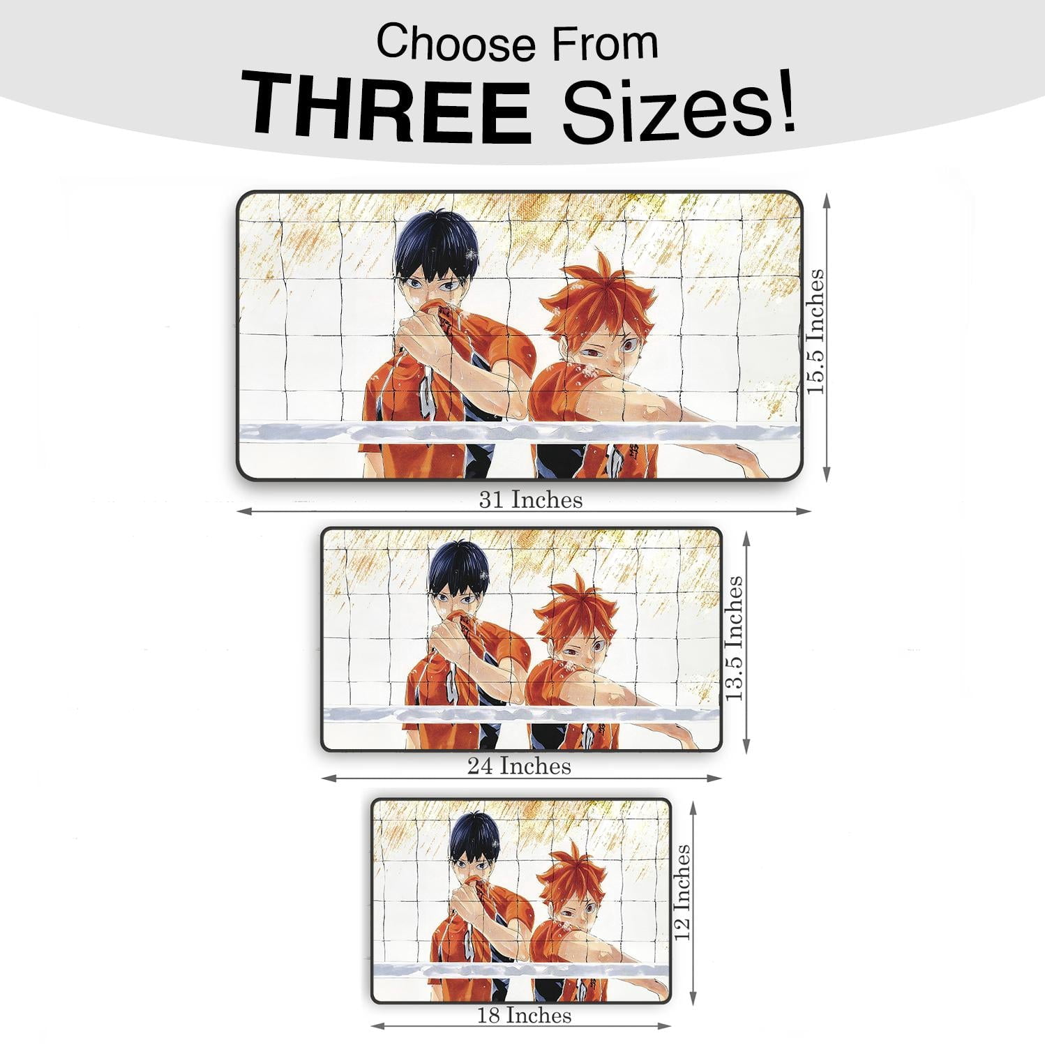 Anime-Themed Gaming Mouse Pad, Large Desk Mat with Non-Slip Base, Kageyama & Hinata Design