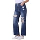 thumbnail image 4 of Jeans rasgados para mujer INSPIRE CHIC, con botones frontales, elásticos, agujeros destruidos, de tiro alto, talla XL, azul profundo, 4 of 6