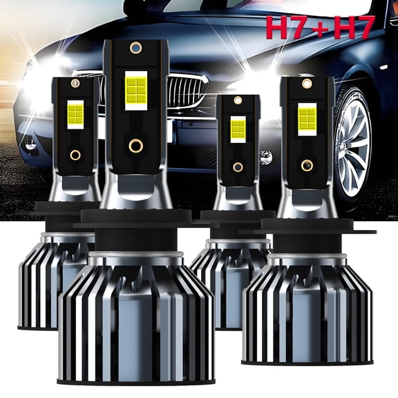 Headlight Bulbs For Mercedes-Benz ML350 2003-2015,4x Bulbs KIT LED Headlights H7 High Low Beam   H7 Fog Lights