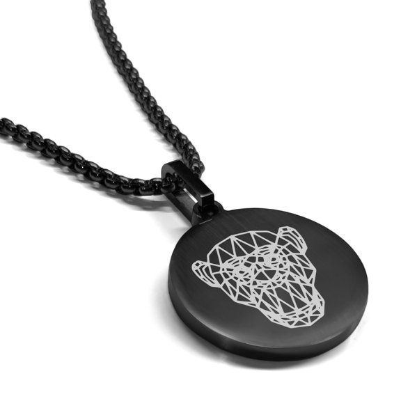 Stainless Steel Geometric Polygon Monkey Animal Round Medallion Pendant Necklace