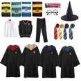 thumbnail image 3 of Bata mágica de Halloween para niños y adultos, bufanda de Ravenclaw Slytherin, sombrero de varita mágica, disfraz de Harry Potter para Cosplay, 3 of 4