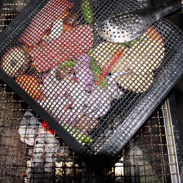 Bolsa de malla antiadherente para parrilla de barbacoa, herramientas de cocina para hornear Picnic (24X14cm)
