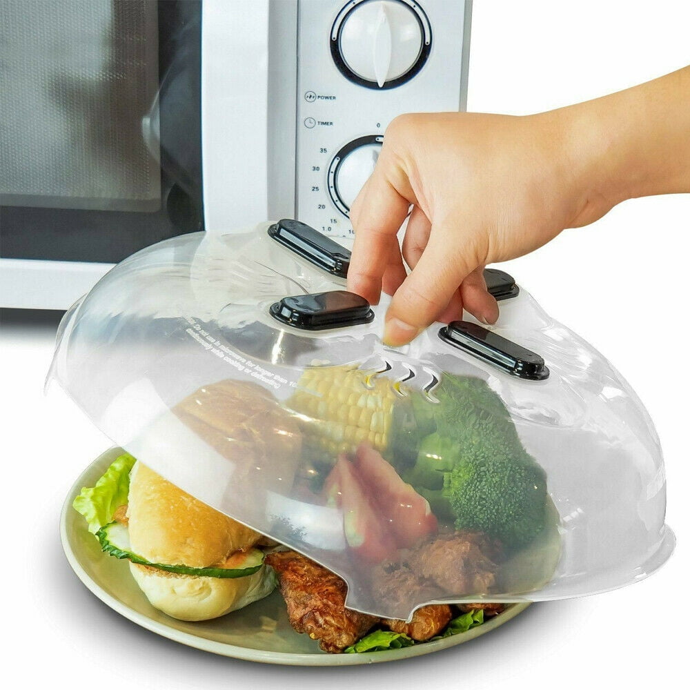 Microwave Hover Anti-Sputtering Magnetic Food Cover Guard with Steam Vents,Clear